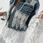 Boho Jeansjacke mit besonderen  Details - denim-weiss