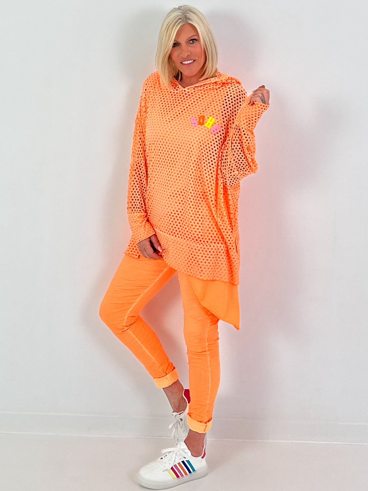 Oversized Netz Hoodie Soho - neonorange