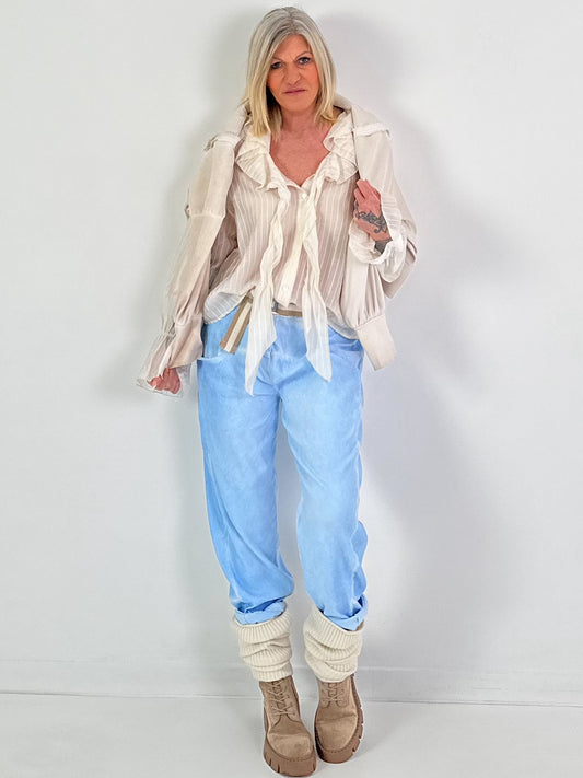 Bluse mit Bindeschleife - beige