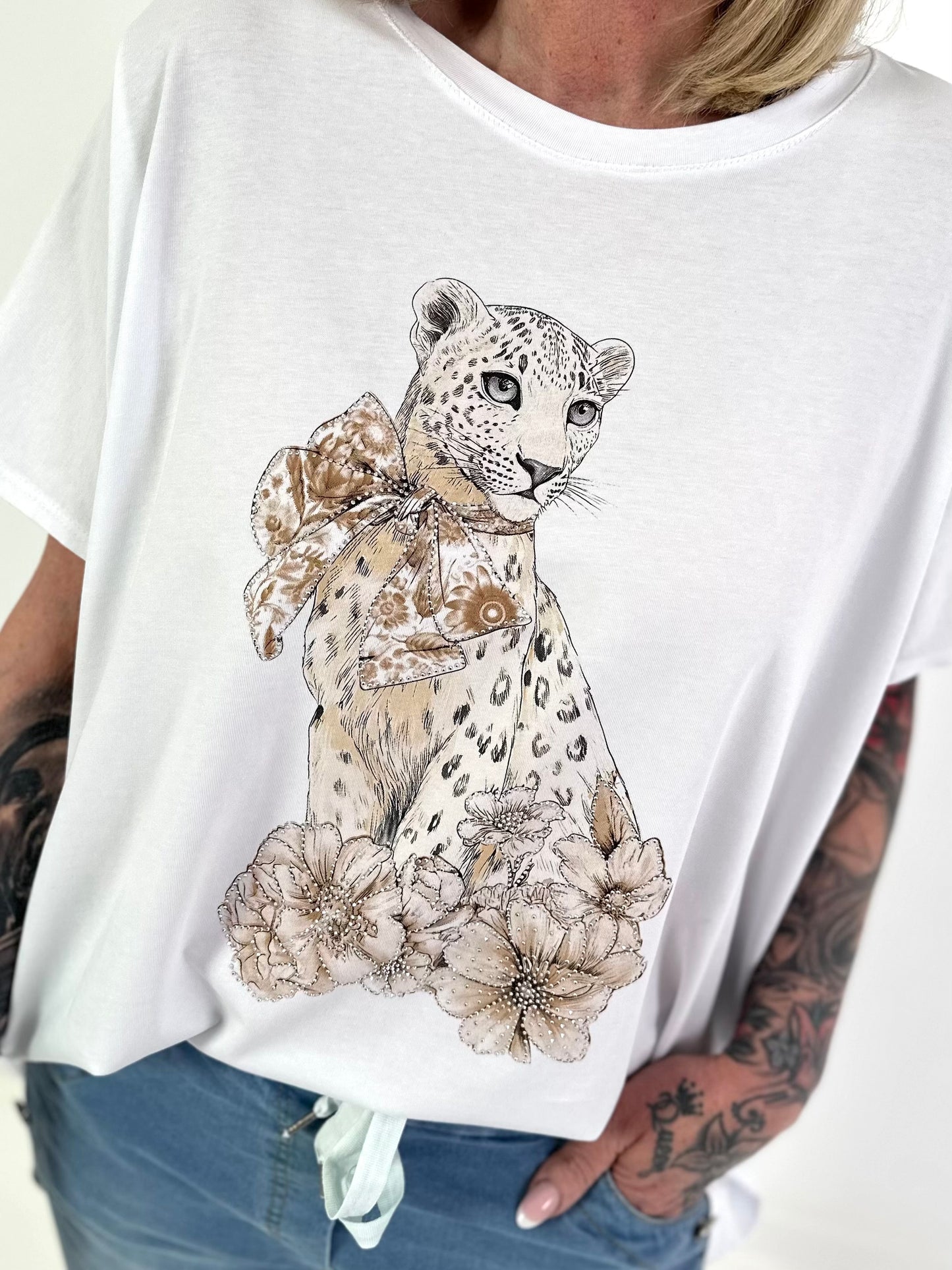 T-Shirt Leopard - white