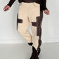 Sweathose im Materialmix - beige-mokka