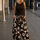 Leichte Pumphose mit floralem Print  - mokka - weiss