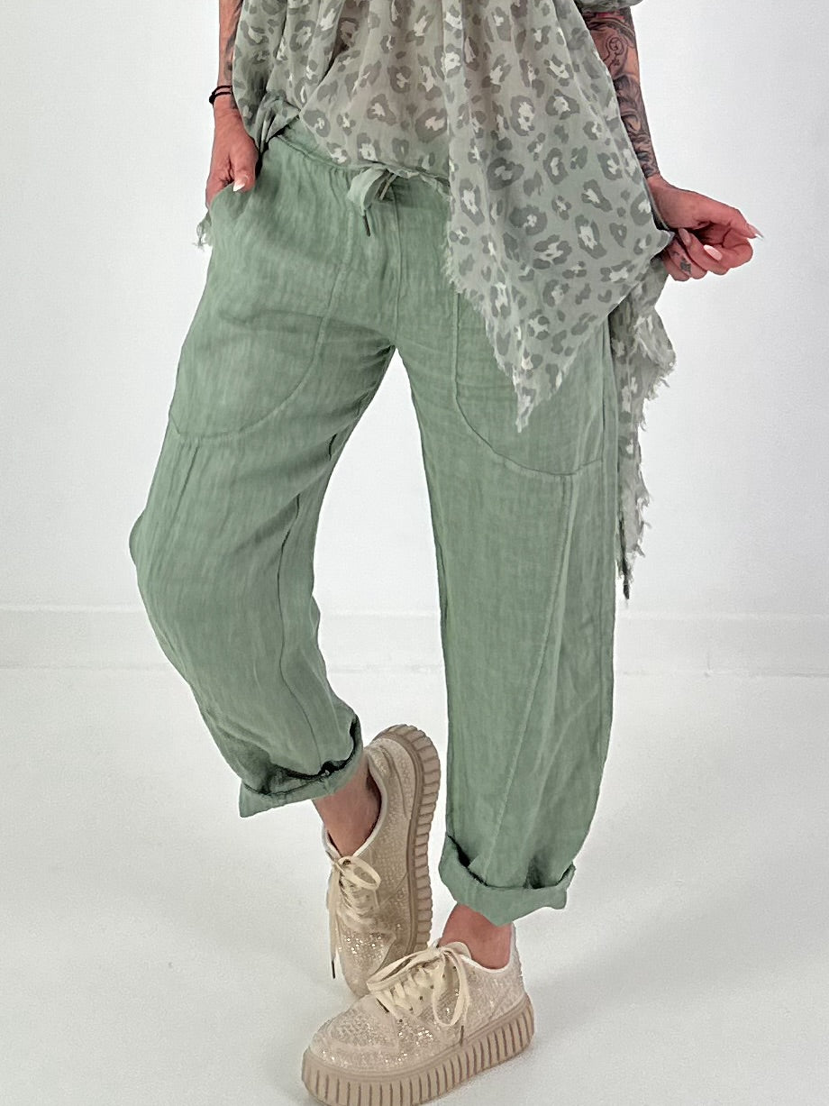 Linen trousers - khaki