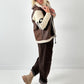 Lamb nappa imitation jacket with knitted sleeves model "Jana" - mocha