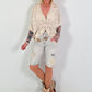 Boho blouse with elaborate crochet inserts - beige