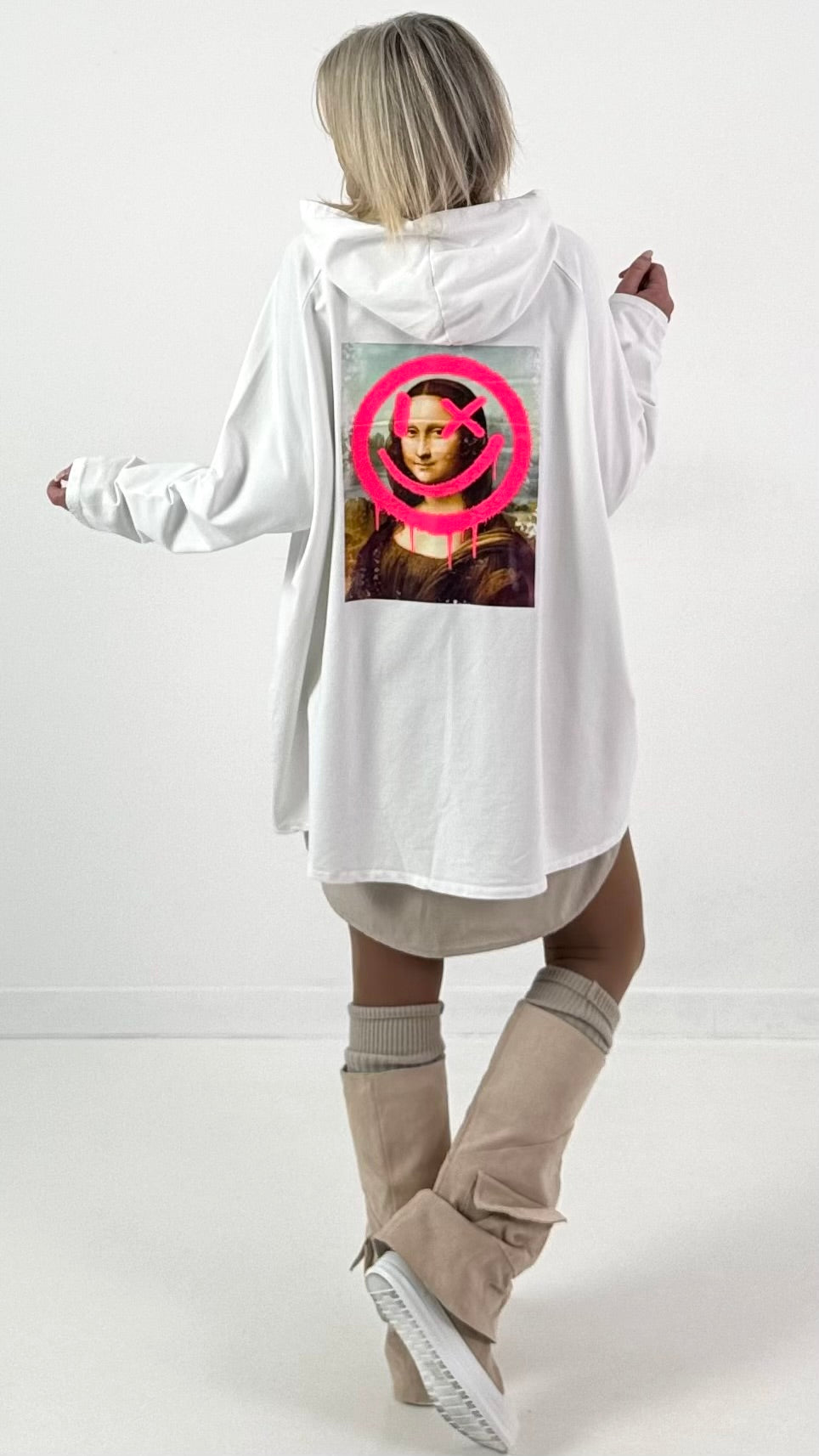 Hoodie model "Neon Icon Clash" - wit