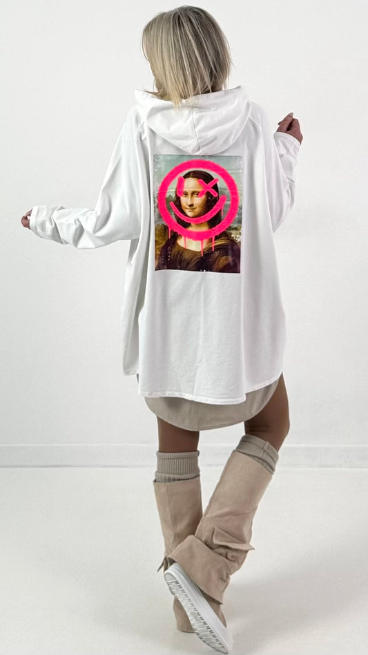 Hoodie model "Neon Icon Clash" - wit