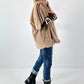 Bontjas met gebreide mouwen, model "Fluffline" - taupe