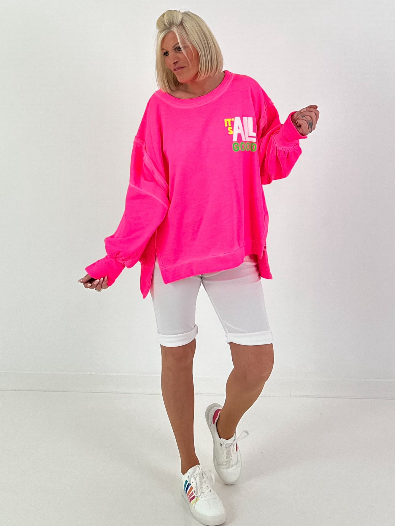 Sweater It's All Good - neon pink