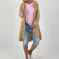 Linen short coat with eyelets - camel