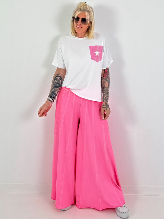 T-Shirt mit Glitzerpatch - weiss