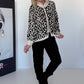 Strickjacke im Leo-Style - schwarz-beige