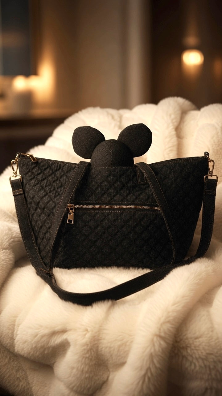 Canvas Tasche mit besonderen Details - denim used black