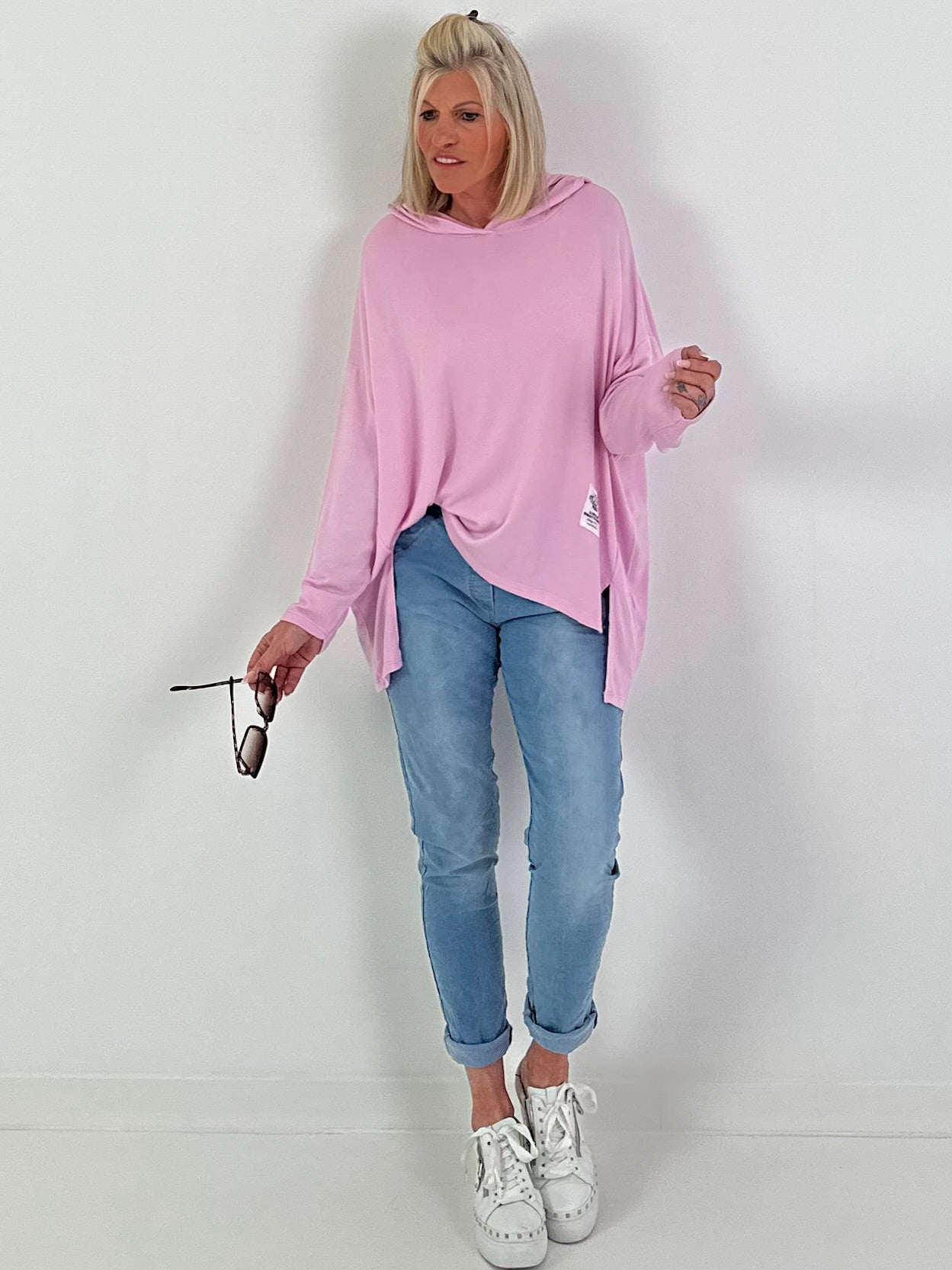 Feinstrick Hoodie - rosa
