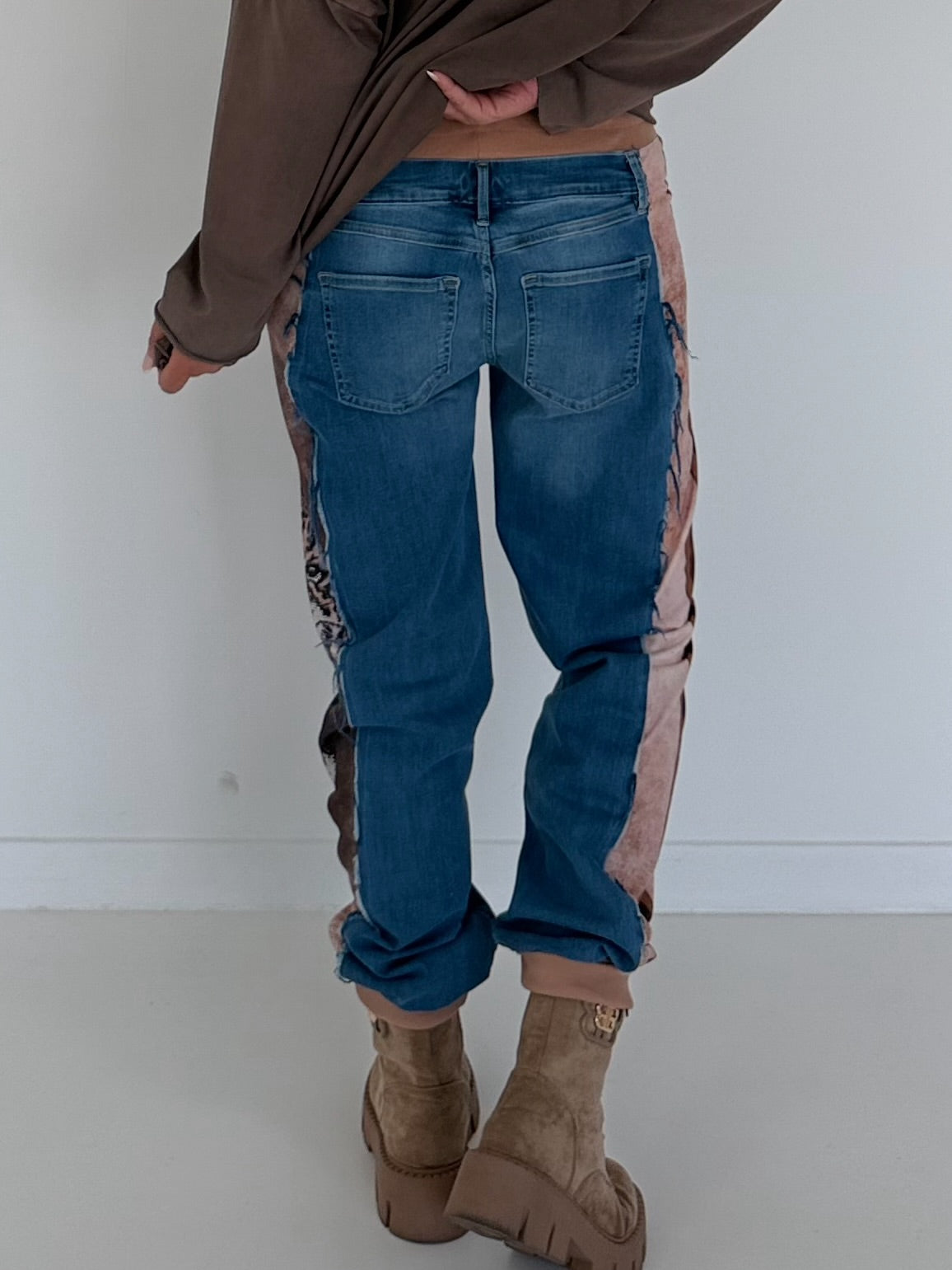 Jogg-Jeans im Used Look Leopard - denim