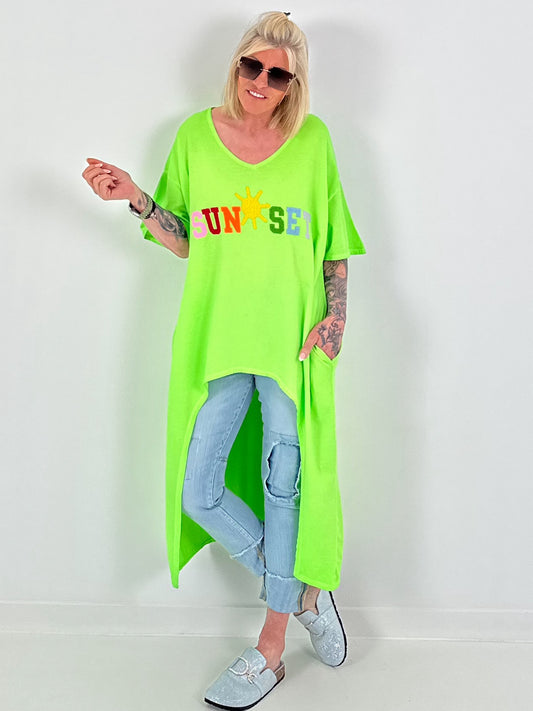 Oversized Long Shirt Sunset - neongrün