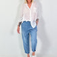 Blouse with sequins and crochet details - white