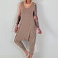 Jumpsuit mit Nieten - taupe