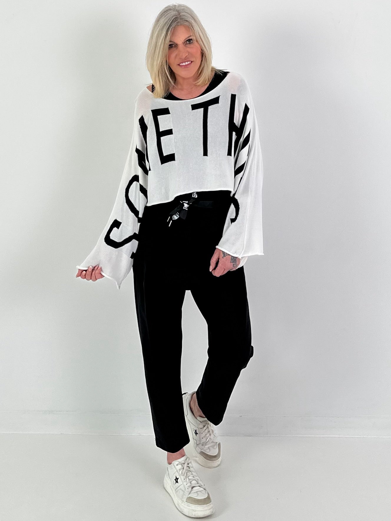 Cropped sweater Something - white