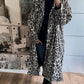 Oversized jas in lederlook, model "Animal Elegance" - wit-multicolour