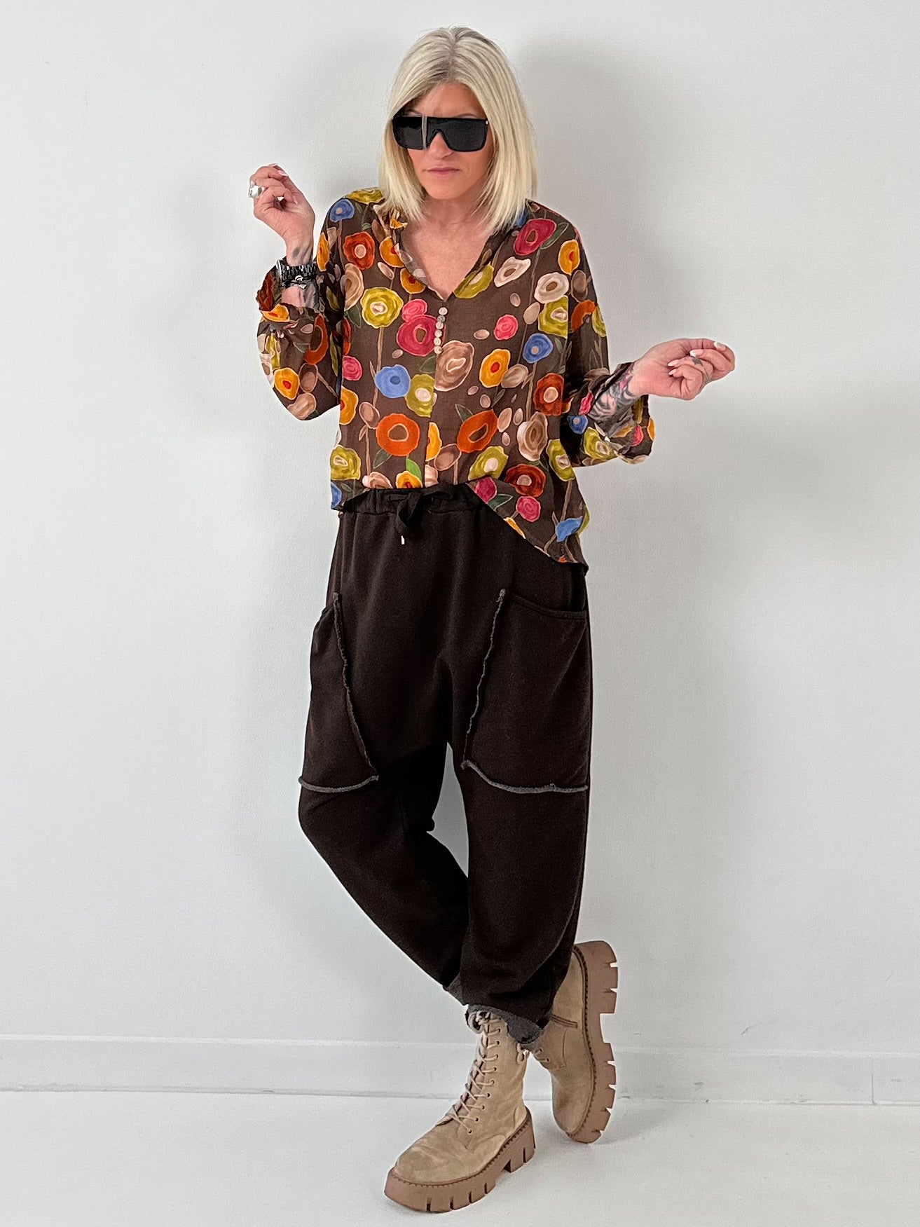 Tuniek model "Flower" - chocolade-veelkleurig