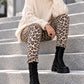 Hose im Allover Leo-Wildleder-Look - beige-mehrfarbig