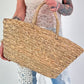 XL Korb mit Pailletten- und Perlendetails - beige