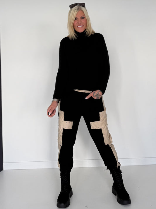 Basic Rollkragenpullover - schwarz