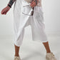 Kurze Leinen Baggy mit Überwurf und Paillettendetails - weiss