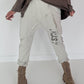 Sweat Baggy mit Strassapplikation - beige