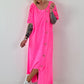 T-Shirt Kleid mit Ösen -neonpink