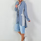 Oversized Linen Military Blazer - dove blue