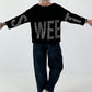 Sweatshirt SWEET mit Leo-Print - schwarz
