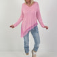Feinstrick Pullover Modell "Velvet Ease" - rosa