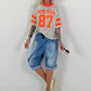 Sequin Shirt New York - silver-neon orange