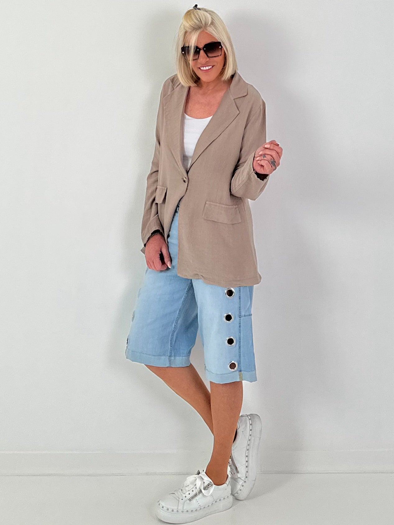 Leichter Blazer mit Patten - taupe