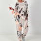 Linen Baggy with Tie-Dye Pattern - white-neon orange-dark brown