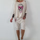 Oversized Shirt mit Cut Outs und Skull - beige