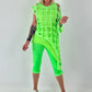 Shirt mit All-Over Cut-Outs und Ösen - neongrün
