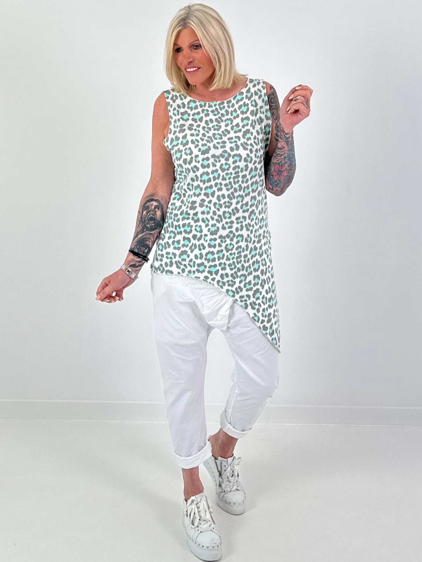 Long Top Leo asymmetrical - turquoise