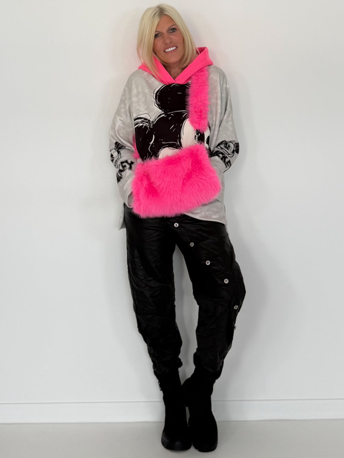 Muff / Felltasche - neonpink