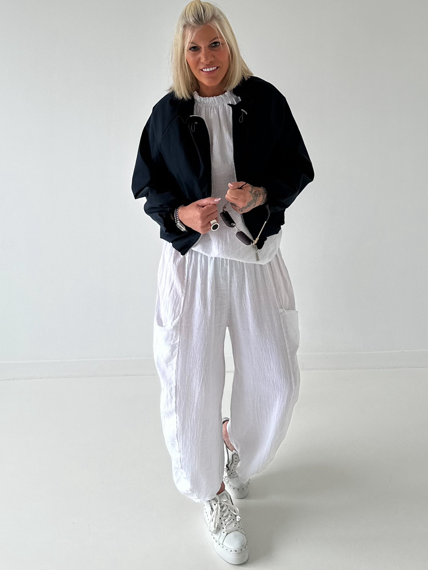 Ballon Jacke mit raffiniertem Kragen - dunkelblau