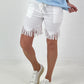 Kurze Hose mit fransigem Abschluss - weiss