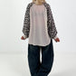 Bluse mit Leo Ärmeln - beige