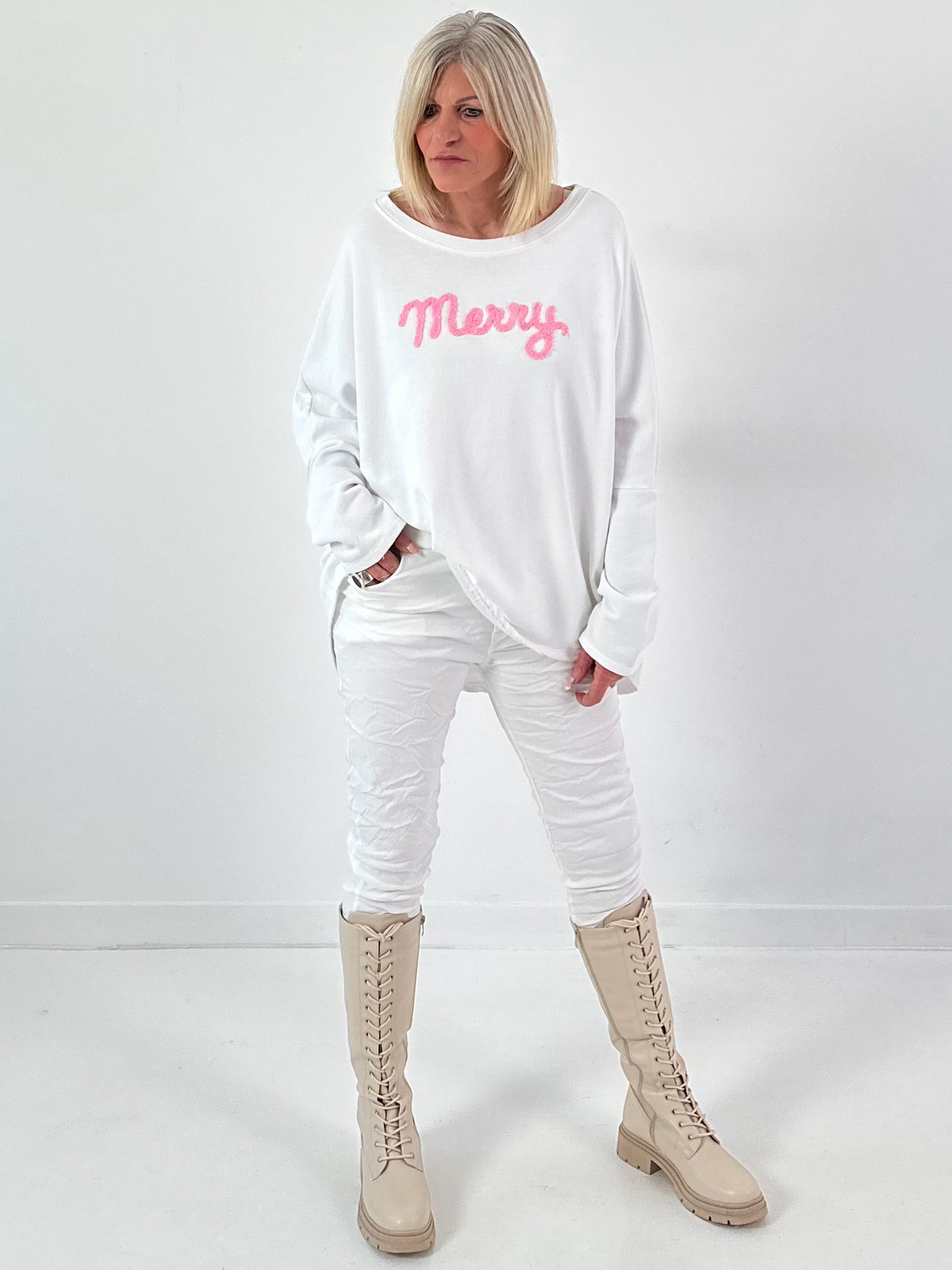 Sweatshirt model "Merry Mood" - white
