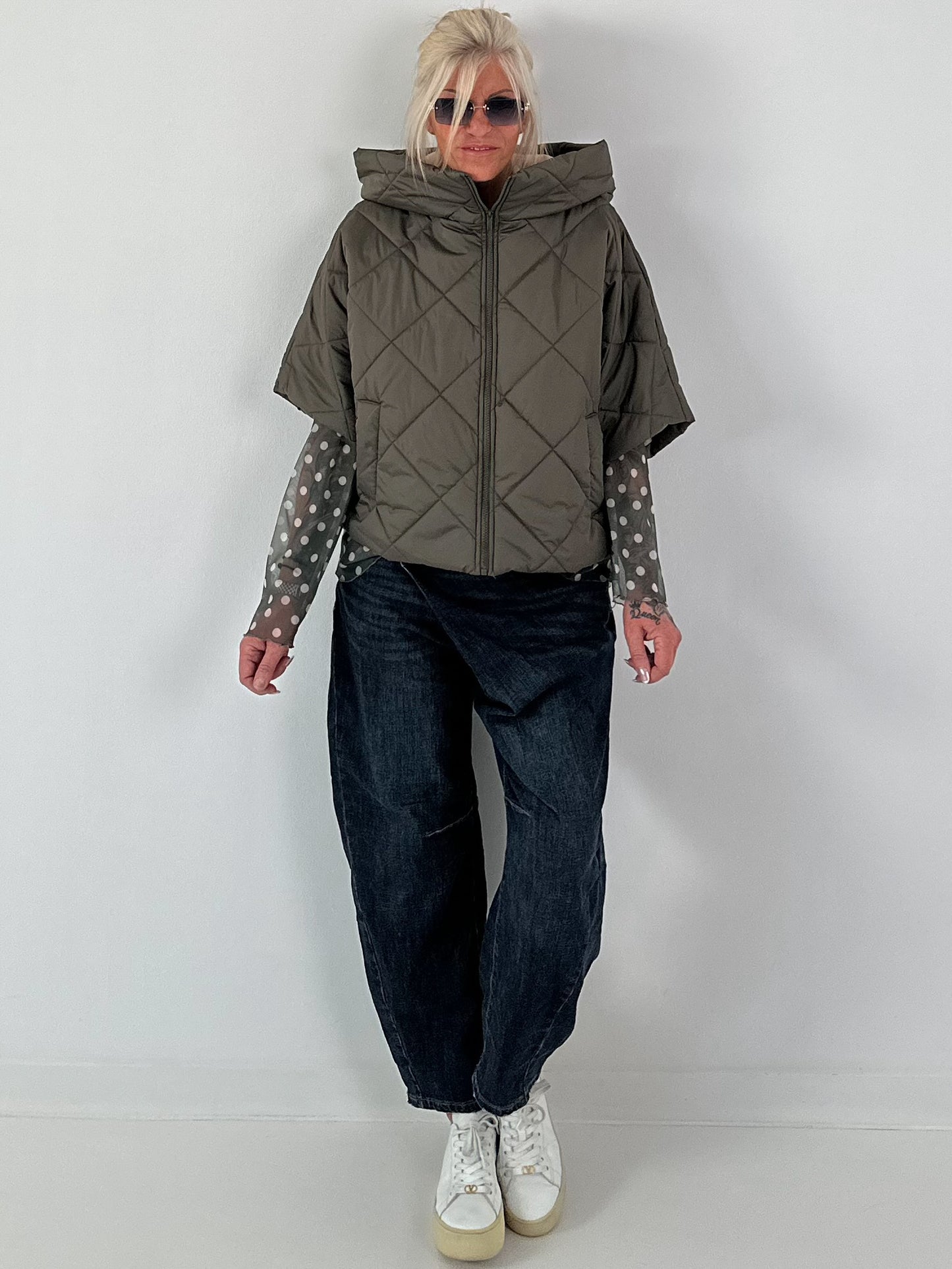 Jacket with XL collar and hood - olive