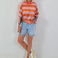 Pailletten Shirt mit Streifen - rosa-orange