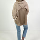 Hoodie mit Plissee-Einsatz Modell "Pleat Motion" - beige