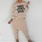 Strickpullover mit Streifen und Glitzer-Print - taupe-beige