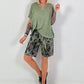 Feinstrick T-Shirt mit V-Ausschnitt - khaki